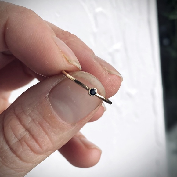 Dainty 14k gold filled ring & tiny black CZ - Picture 3 of 4